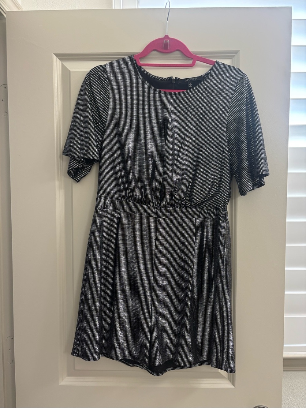 19 Cooper Metallic Black Short-Sleeve Romper